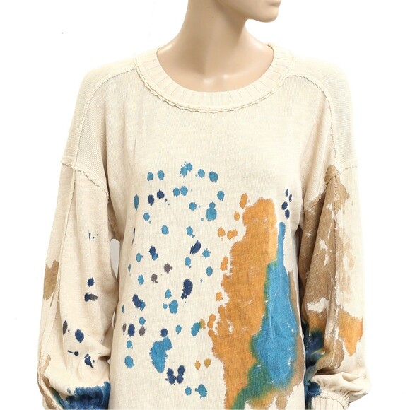 Anthropologie Tie Dye Bleach Washed Crew Neck Sweatshirt Pullover Top S 283692 - Picture 2 of 4